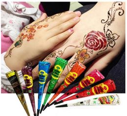 Henna Mehandi Kegel Hand Body Art Verf Make-up DIY Tekening Indiase Henna Tattoo Plakken Kegel Waterdicht 25g4142432