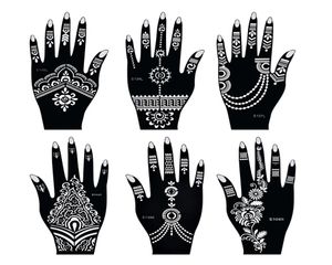 Henna tattoo stencils mehndi India henna tattoo stencil kit voor hand schilderen vinger body verf 6pcs tijdelijke tattoo -sjablonen76662223