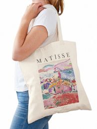 Henri Matisse Vista de Collioure Exhibiti Bolsa de asas Lona reutilizable Fi Tienda de comestibles Escuela Femal Gril Mujeres Pers B5YH #