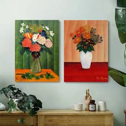 Henri Rousseau Classic Vase of Flowers Poster Bouquet of Flowers Canvas Painting Wall Art Pictures Modern Prints Home Decor