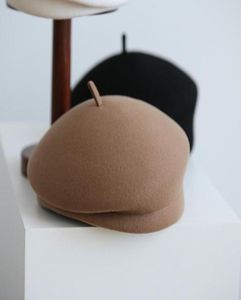 Hepburn Style 100% lia laine béret fille mignon peintre chapeau dame Cloche feutre pilulier Cap2144893