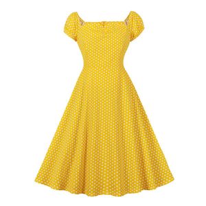 Hepburn-stijl jurk retro dames korte mouw polka dot vakantie elegant