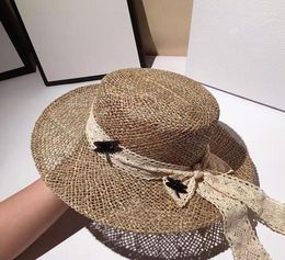 Sombrero de paja salado personalizado de gama alta estilo Hepburn para mujer, sombrilla plana Retro de verano, sombrero de playa femenino, sombreros de ala ancha 2674735