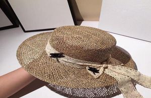 Hepburn Style haut de gamme personnalisé chapeau de paille salé pour les femmes été rétro plat haut parasol plage Chapeu Feminino large bord chapeaux5746530