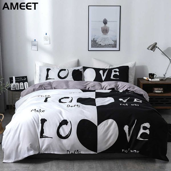 Son côté son côté ensemble de literie couple couette romantique housse de couette linge de lit de luxe blanc noir sexy couvre-lit moderne chambre ensemble 210706