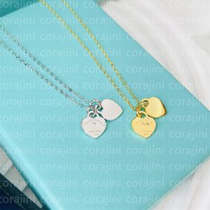 Herat dames fijne ketting elegante waardige gouden zilveren ketting dubbele liefdestag enkele boor stalen print veelzijdige dameskettingen