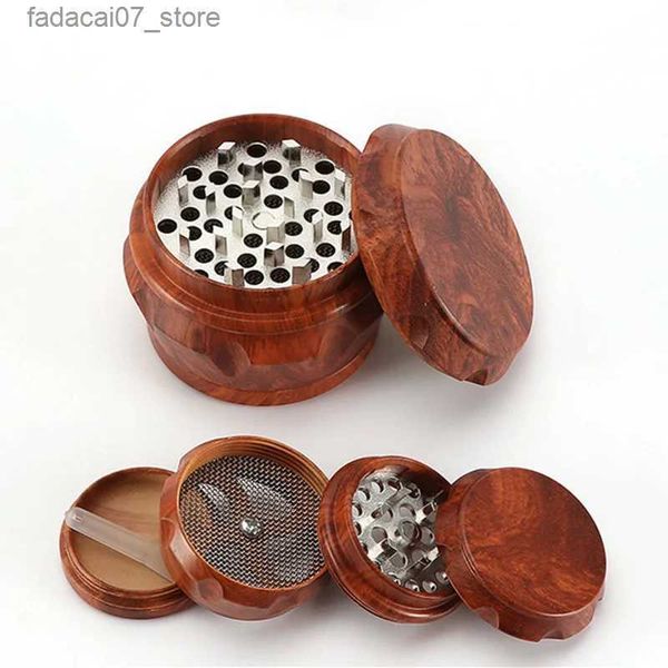 Herb Grinder de 4 capas de 4 capas Molerina de tabaco de madera 40/55 mm Tipo de hierba Tapa magnética Filtro de metal Manual de hume Herramienta de fumar Q240408