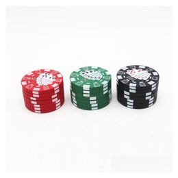 Herb Grinder 40X26Mm Poker Chip Style Cigarette Fumer Hine 3Couche Manuel En Plastique Fumée Accessoire Concasseur De Tabac Drop Delivery Hom Dho4H