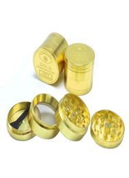 Padrões de moedor de ervas moedores de metal com 4 camadas de padrão de moeda de ouro acessório para fumar moedor de fumaça manual para uso doméstico I4651062693