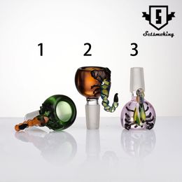 Kräuterhalter Tier Buntes Rauchzubehör Glasschale 10mm 14mm männlich für Bongs Wasserpfeifen Dab Oil Rigs1849