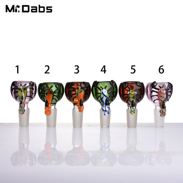 Porte-herbes Animal Coloré Accessoires De Fumer Bol En Verre 10mm 14mm mâle Pour Bongs Conduites D'eau Dab Oil Rigs