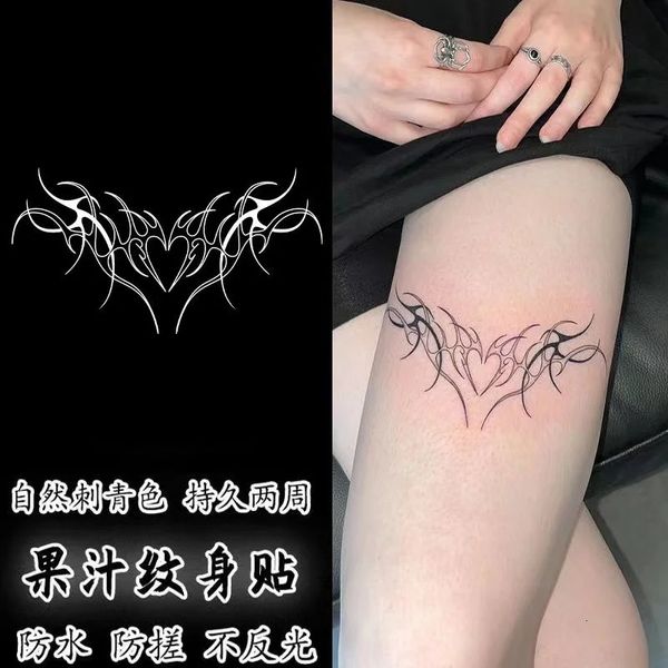 Herb Juice Ink Tattoo Autocollant coeur totem cuisse arrière poitrine Premium Fake Fake Cool Art Femme 240418