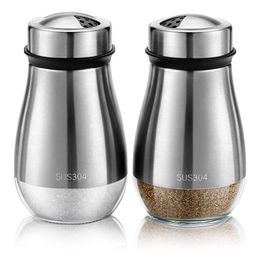 Herb Spice Tools Ensemble de 2 salières et poivrières - Shaker avec trous de coulée réglables Distributeur de pice rechargeable 221022