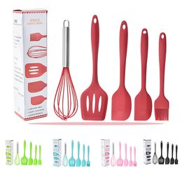 Herb Spice Tools 5 Pièces / set Silicone Cuisine Set Outil De Cuisson Pot Grattoir Accessoires De Cuisine Cuire Batteur À Oeufs Pelle 230520