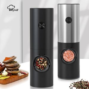 Herb Spice Tools Electric Pepper Grinder Automatic Salt Shaker Mill for Gravity With Led Light Adjustable Coarseness 230609