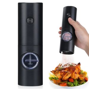 Herramientas de especias de hierbas Molinillo eléctrico de sal y pimienta con aspereza ajustable Molino recargable Cocina con batería Gadget automático 231206