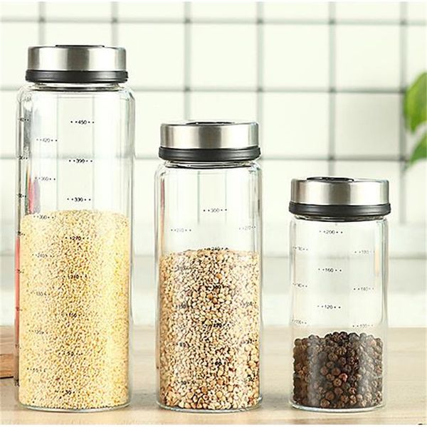 Herb Spice Tools Assaisonnement en verre à haute teneur en borosilicate peut poivre épices shaker cuisine sel sésame solide condiment joint bouteille avec couvercle rotatif 20220905 E3