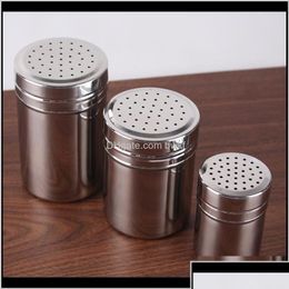 Herb Spice Tools Keuken Eetkamer Bar Huis Tuin Drop Delivery 2021 Roestvrij staal Suiker Zout Peper Shaker Jar Cook Connt Kruiden Dhgkz