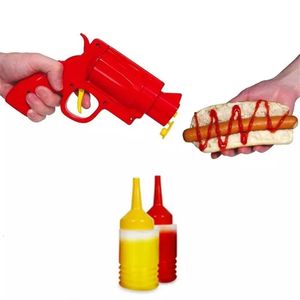 Kruidkruidgereedschap revolver pistool kruiden potje originele plastic saus fles specerij dispenser ketchup mosterd saus fles keuken kookgereedschap 221203