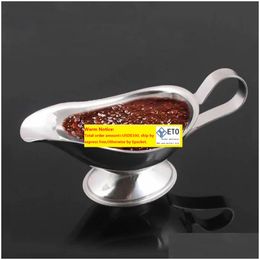 Herb Spice Tools Roestvrijstalen Sausboot Biefstuk Zwarte Peper Servies Tomatensapcontainer Keuken Restaurant Bar Tool Lx4618 Dhax9 ZZ