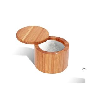 Herb Spice Tools Pot d'assaisonnement en bois Bambou Shaker Sucre Sel Poivre Herbes Stockage Bouteille Épices Pot Cuisine Par Mer Pae11330 Drop Otnwv