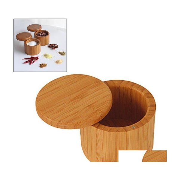 Outils d'épices d'herbes Pot d'assaisonnement en bois Shaker en bambou Sucre Sel Poivre Herbes Bouteille de stockage Pot pour cuisine Drop Livraison Accueil Gard Dhz4J