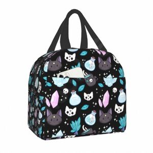 Herb Witch Modèle Sac à lunch isolé pour le bureau d'école Halen Cat Cat Skull Filtrapofr Coloner Thermal Bento Box Femmes Enfants E5xl #