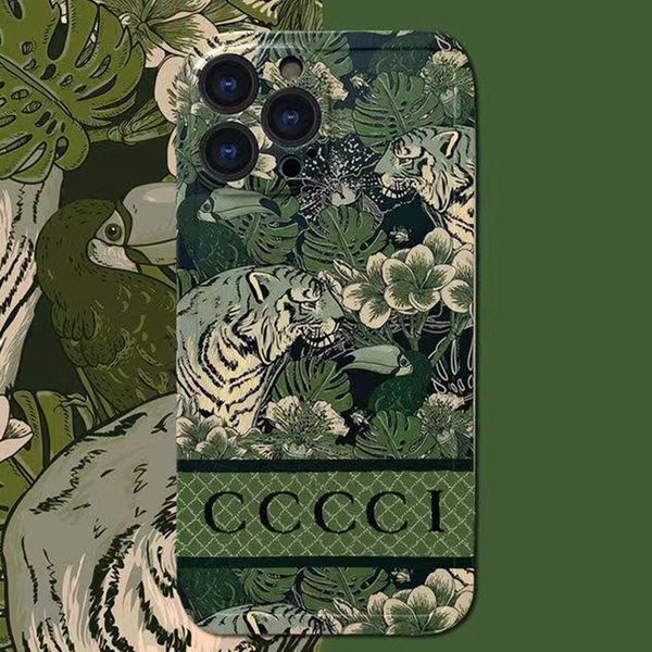 Herbarium Flowers Designer Phone Case pour iPhone 15 Pro Max 14 Pro Max 15Pro 14Pro 13 13Pro 12 11 ProMax Cover Fashion Letter Tiger Nature Print