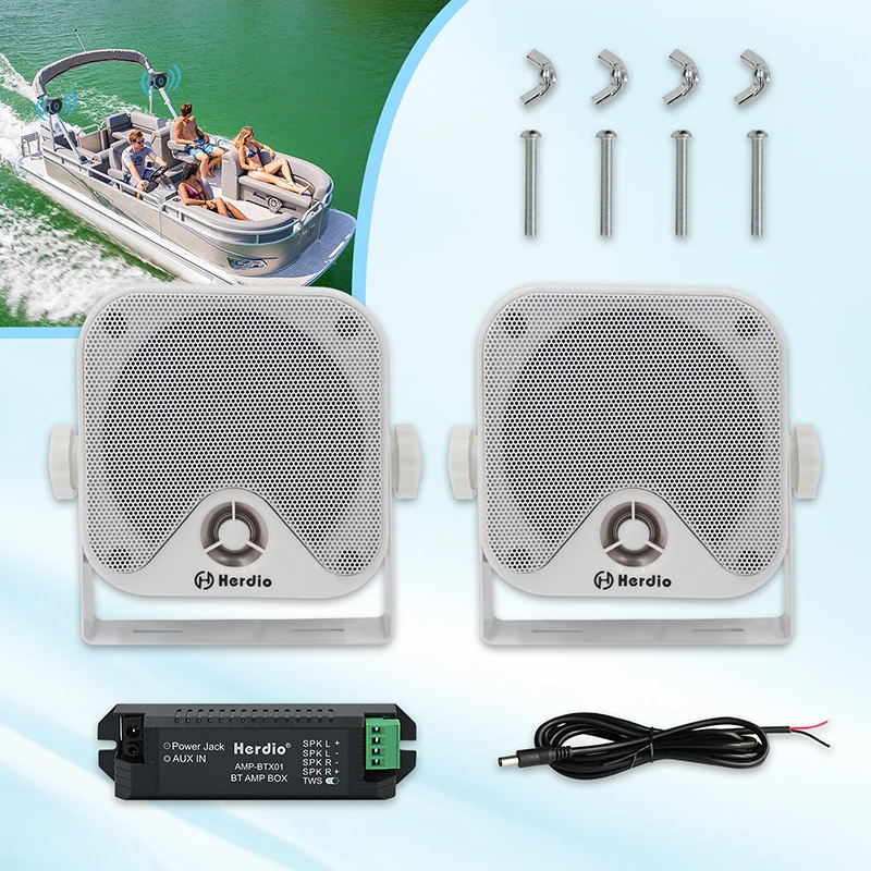 Herdio 4 Inch Portable Bluetooth Speaker Wired Waterproof 120W Shower Speakers Outdoor Boat Truck Tractor Loudspeaker Wholesale