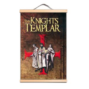 Hier is een prachtige scroll schilderij van een Tempelier Ridder, Vintage Canvas Print Artwork Middeleeuwse Crusader Warrior Wall Art Poster LZ01