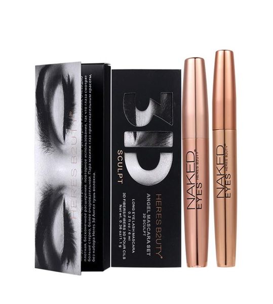 HERES B2UTY Mascara allongeant les cils en fibre 3D Gel de transplantation imperméable 3D Mascara de maquillage de couleur noire naturelle Set7202477