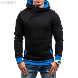 Herfst mannen truien sweatshirts nieuwe slanke en dikke trui voor mannelijke diagonale rits hoodie sweatshirt l220801