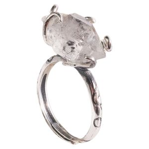 Herkimer Diamond Ring Serling Silver S925 Anneaux Raw Herkimer Crystal Jewelry Unique Gift for Women