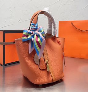 Hermes Designer De Luxe Légumes Lunch Pack Sac Marée Couche Supérieure En Cuir De Vachette Seau Chou Panier Pique-Nique Sac À Main