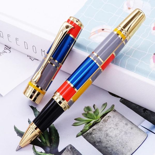 Stylo à bille roulante Hero 767 avec bordure dorée, stylo à encre colorée tendance avec recharge lisse, idéal pour cadeau, bureau d'affaires, diplôme 201202245838