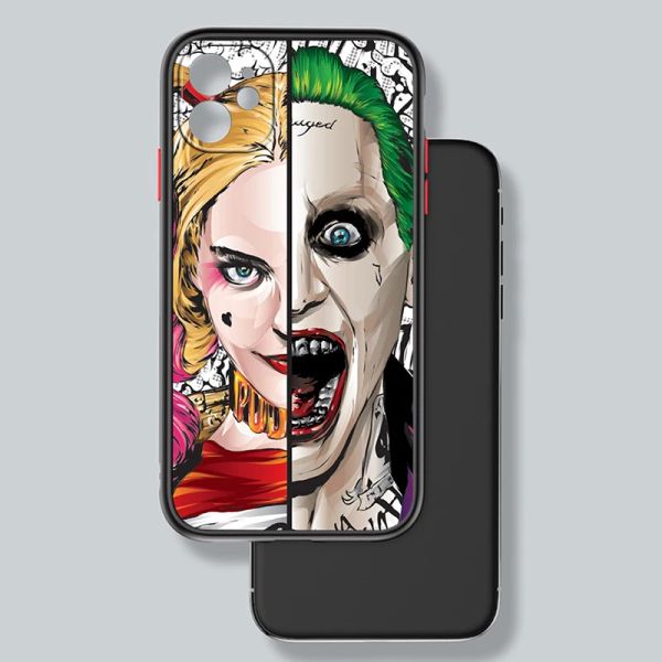 Hero Jokers Harley Quinn pour iPhone 15 14 13 12 Mini 11 XS Pro Max XR 8 7 6 Plus Étui de téléphone translucide givré