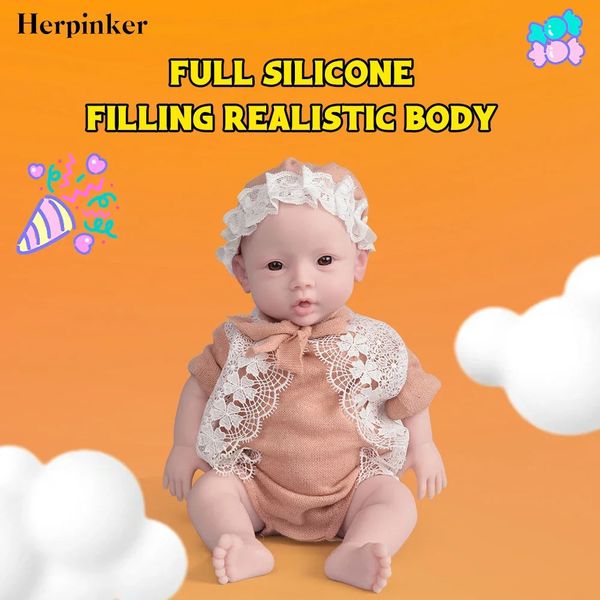 Herpinker Plein Silicone Bébé 18.5 pouces Reborn Poupée 47 cm Reborn Poupée bébé filles Jouets Réalistes Bebe born Pour Enfants Cadeau 240108