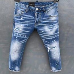 Jeans classiques pour hommes, style Hip Hop, style styliste, déchiré, style motard, coupe slim, Motorrad-Denim-Jeans303l