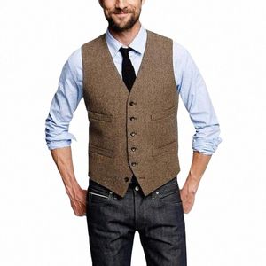 Herringbe Mens Costume Gilet Laine Formelle Groom's Wear Costume Gilet Hommes De Mariage Tuxedo Gilet Plus La Taille Costume Homme Gilet Z8qp #