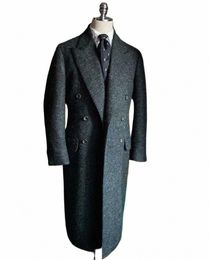 Herringbe – veste de costume pour hommes, Trench-Coat en mélange de laine Tweed, pardessus Lg à Double boutonnage, Blazer d'affaires militaire sur mesure O507 #