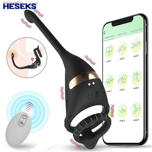 HESEKS Mâle Anal Vibrateur Poussée Stimulateur De La Prostate Testicule Masseur Éjaculation Retardée Cock Ring APP Contrôle Sex Toy Pour Hommes L230518