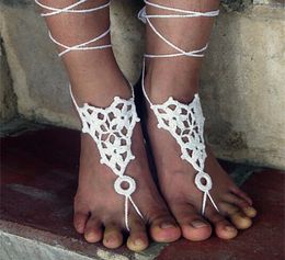 HET Barefoot Sandales Chaussures nues Foot Jewelry Beach Wear Portez des chaussures de yoga Bridal Bridal Beach Accessories Lace Sandales X0107234373