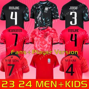 Heungmin Corée du Sud 2024 Soccer Jerseys Joueurs Fans Fans fils Minjae Kangin Home Away 2025 GUESUNG INBUM Heechum Football Shirts National Team Kids Kits Red 24 25 Jaesung