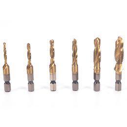 Pedrones de la máquina hexadecimal del kit métrico métrico Tapt bits de taladro HSS 6542 Punta espiral de tornillo M3 M4 M5 M6 M8 M10 Metalworking