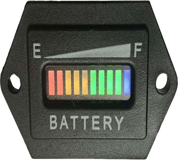 Hexagon 10 bares LED Digital Battery Gauge Indicador de nivel de la batería Indicador para carrito de golf Barquel Barklift Sweeper12V 24V 36V 48V6917720