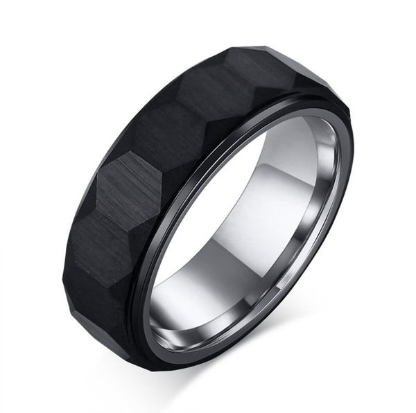 Anneaux hexagonaux pour hommes en carbure de tungstène noir, bande de mariage à Surface tridimensionnelle Unique pour hommes, vêtements confortables Anel1092731