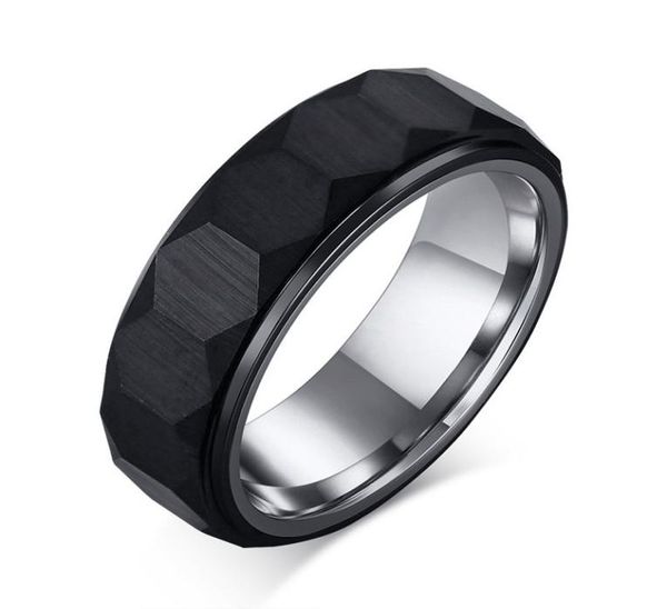 Anillos hexagonales para hombre, banda de boda de superficie tridimensional única de carburo de tungsteno negro, uso cómodo Anel6692554