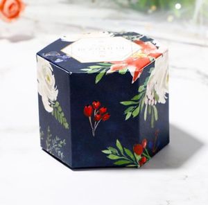 Hexagon Gedrukt Kraft Gunst Doos Bruiloft Verjaardag Baby Douche Evenement Chocolade Zeep Behandelen Gift Wrap Dozen Pakket Partij Decoratie 2.44