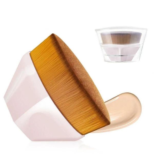 Brosse de maquillage hexagonale rhombique à manche court, magique, pour fond de teint, liquide de haute qualité, BB crème, Blush, poudre, avec boîte cadeau