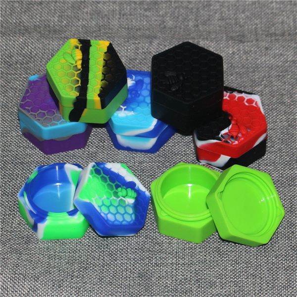 Hexágono Silicona Stash Jar caja Contenedor grande a prueba de olores Contenedores de manchas de aceite de 26 Ml receptor de cenizas de cuarzo banger